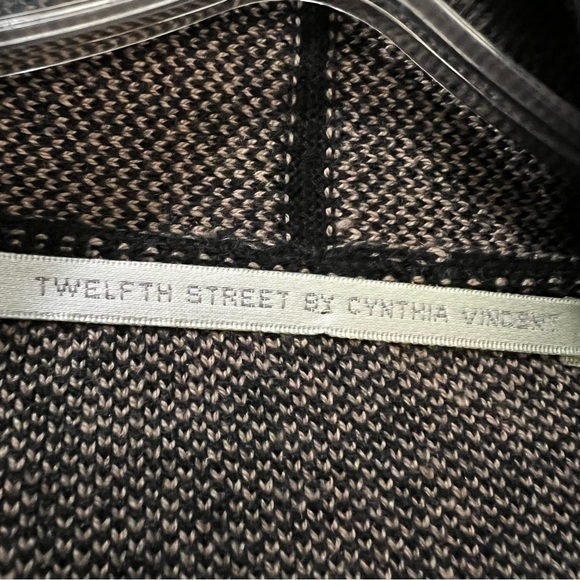 Twelfth Street Cynthia Vincent Small Cashmere Faux-Leather Cardigan Sweater R9 - Picture 6 of 8
